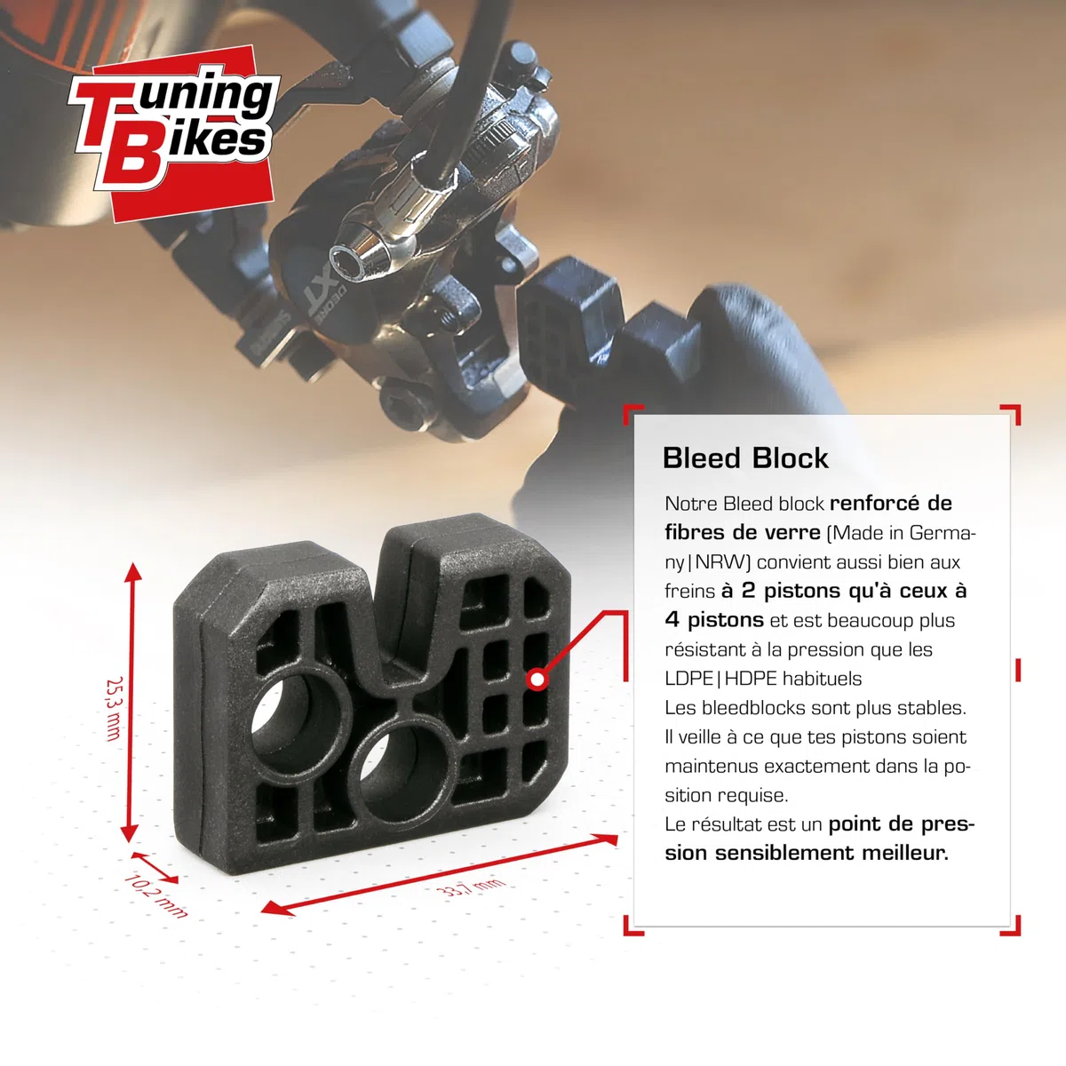 Kit de purge TB pour freins à disque SRAM/AVID (Bleeding Edge inclus) – Kit complet comprenant du liquide de frein DOT 5.1, un bloc de purge pour freins tels que Avid Elixir SRAM Code, etc.