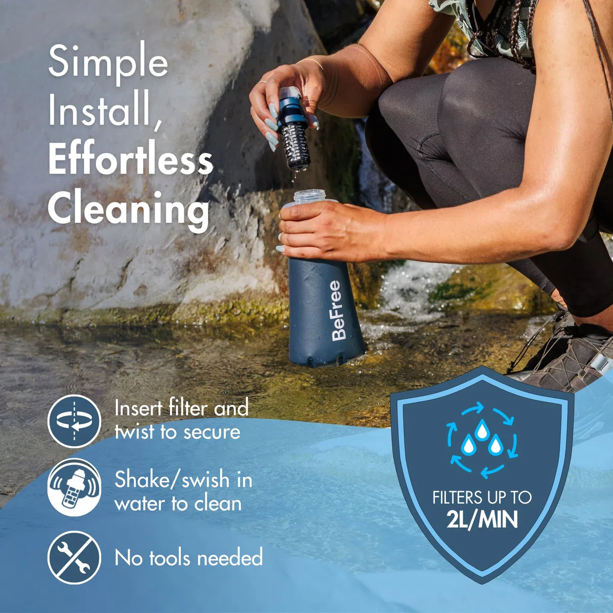 Katadyn BeFree AC Filtre élément de remplacement bleu ardoise - Filtre de remplacement pour les filtres à eau Katadyn BeFree AC 1,0 et 0,5 L