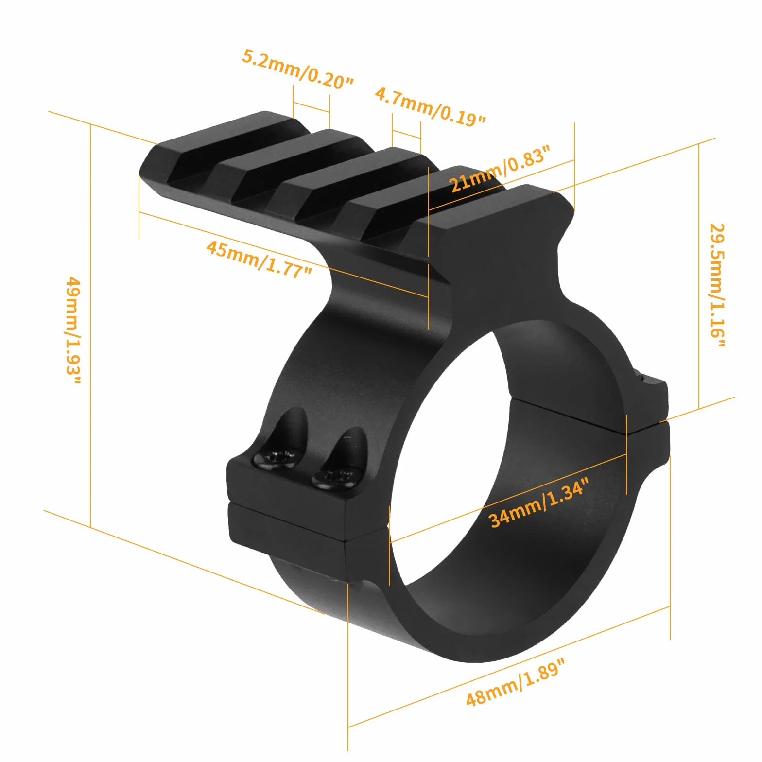 Anneaux de Montage de Lunette Tactique 34mm Picatinny Rail Adaptateur de portée Anneau en Aluminium pour Tous Les Accessoires Standard Weaver/Picatinny 1913
