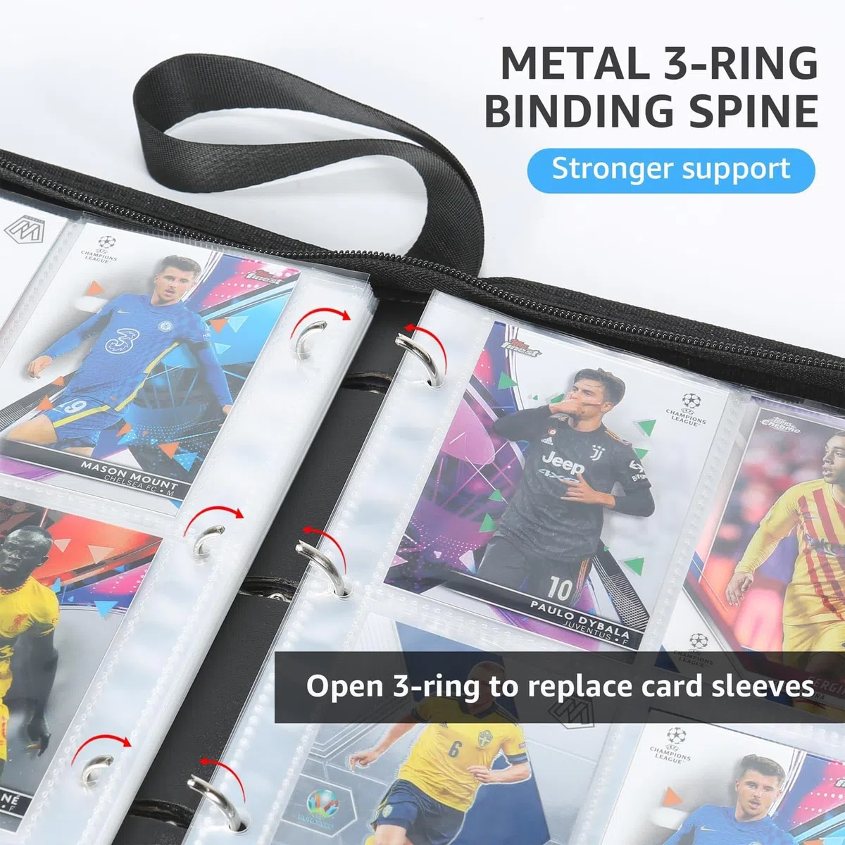 HBK Classeur à 400 pochettes pour cartes de football – Albums de cartes à collectionner avec 50 pochettes, cuir synthétique pour cartes NFL, sports et TCG comme MTG, cadeau de collection