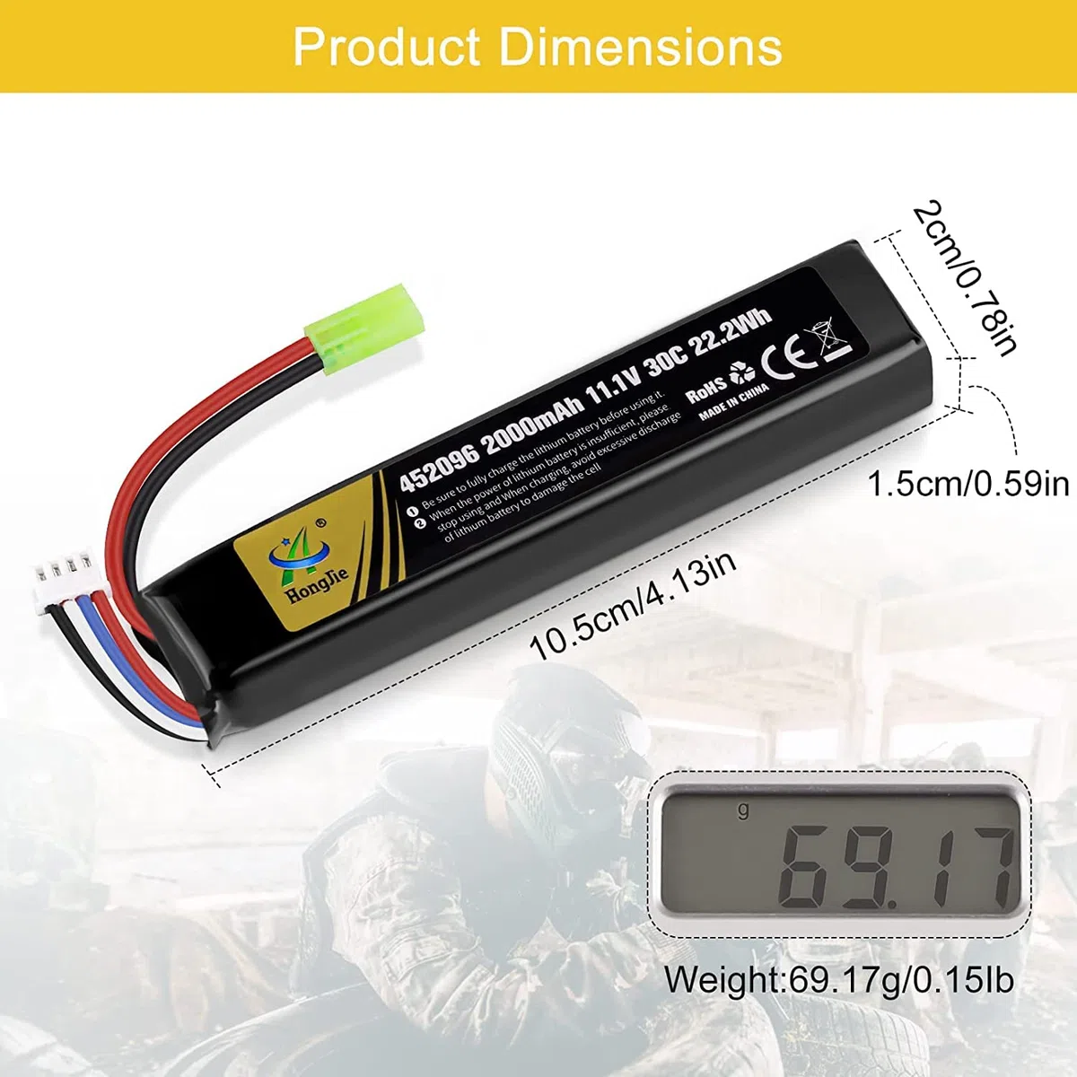 Batterie lipo 11.1v 2000mah Airsoft rc Rechargeable Battery 30C Tamiya Plug + USB Chargeur Set pour télécommande Airsoft Rifle Toys