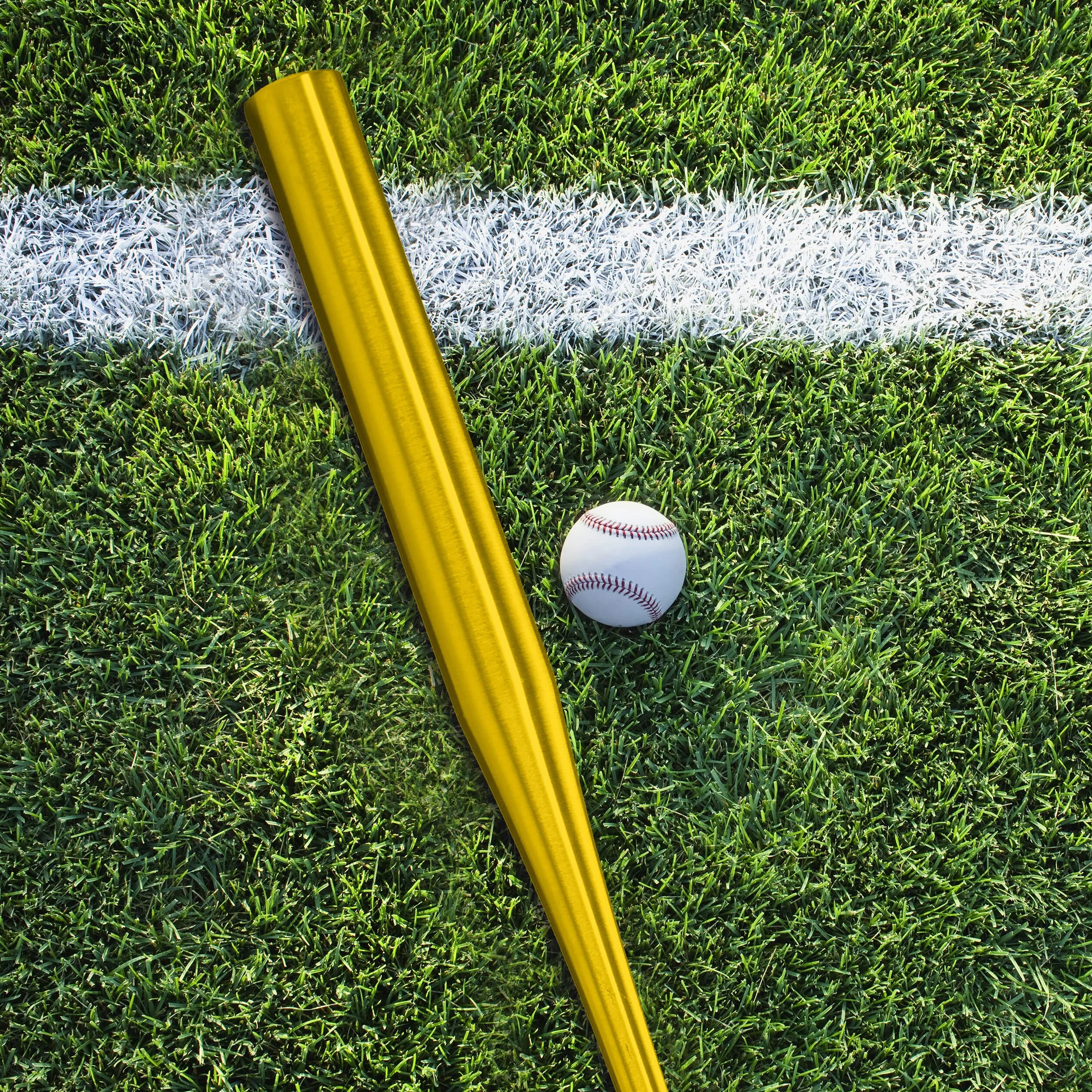 Relaxdays Batte de Baseball en Aluminium, 34 Pouces / 86 cm, Manche antidérapant, Accessoire en Aluminium, doré