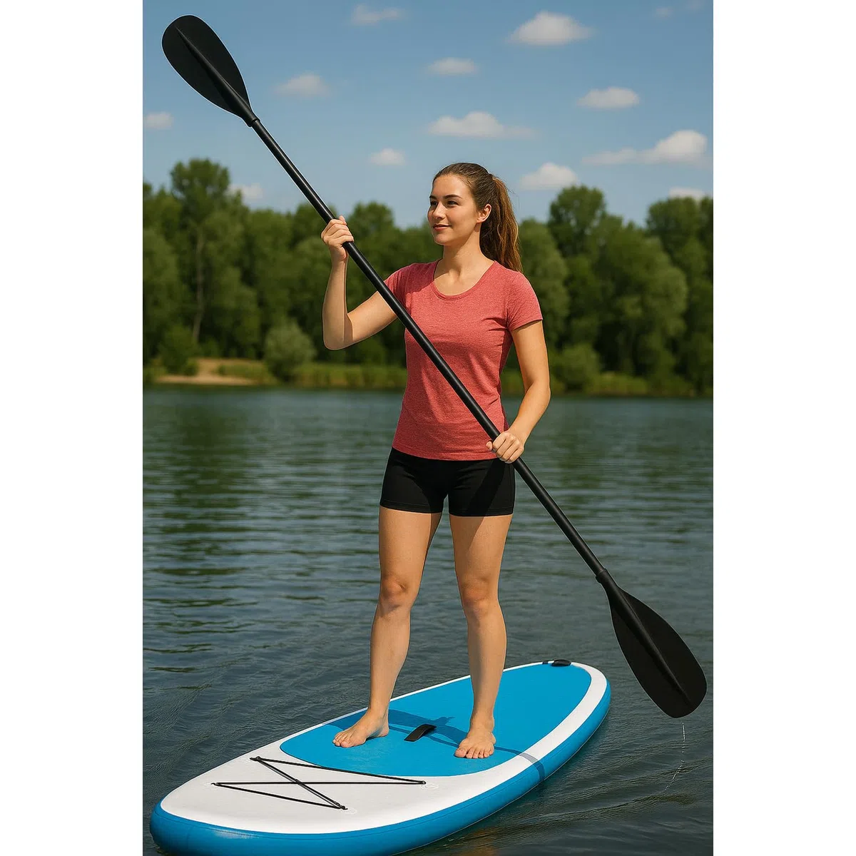 TRIZAND Pagaie SUP et kayak 2 en 1 - Réglable de 163 à 229 cm - 4 pièces - Légère et robuste - Aluminium + nylon - Pour paddle et kayak - Noir