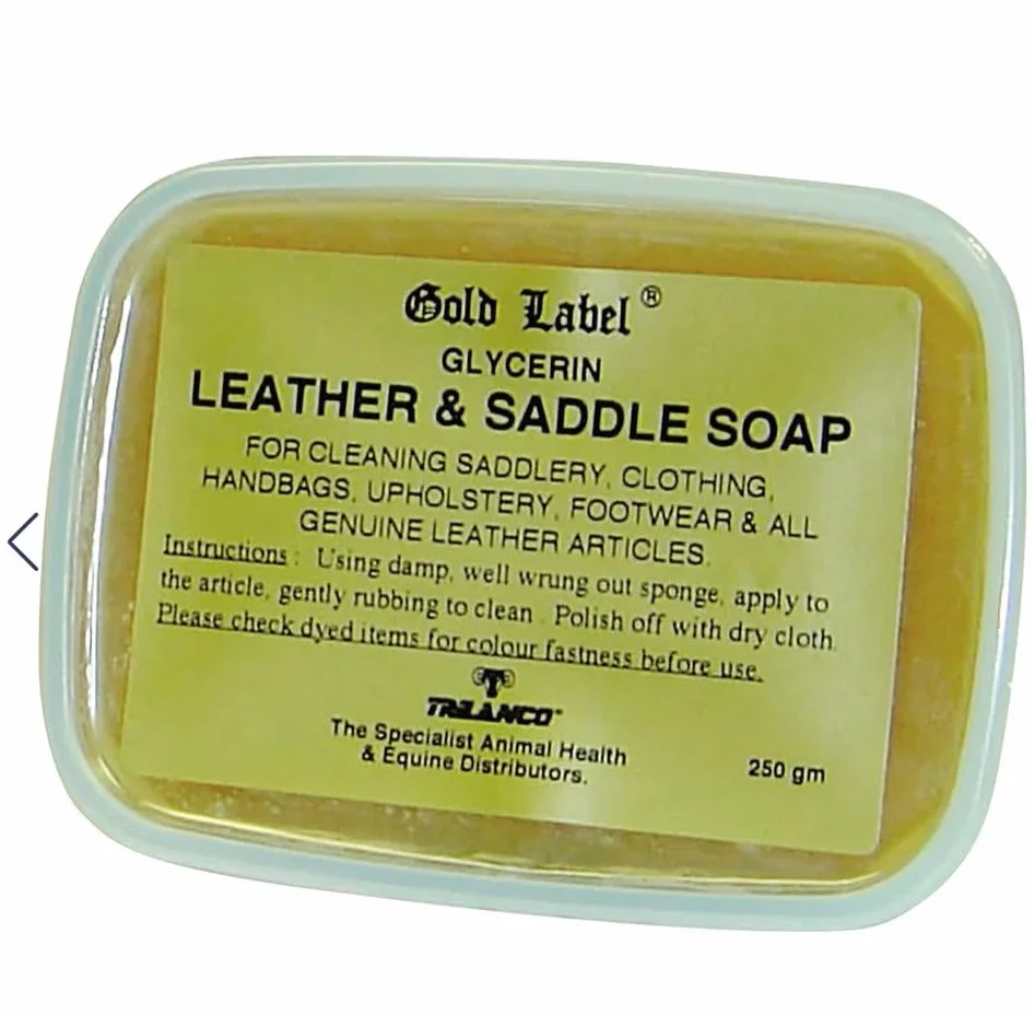 Gold Label Savon à la glycérine dure Idéal pour nettoyer les selles, sacs à main, tissus d'ameublement, chaussures et tous les produits en cuir véritable (250 g)