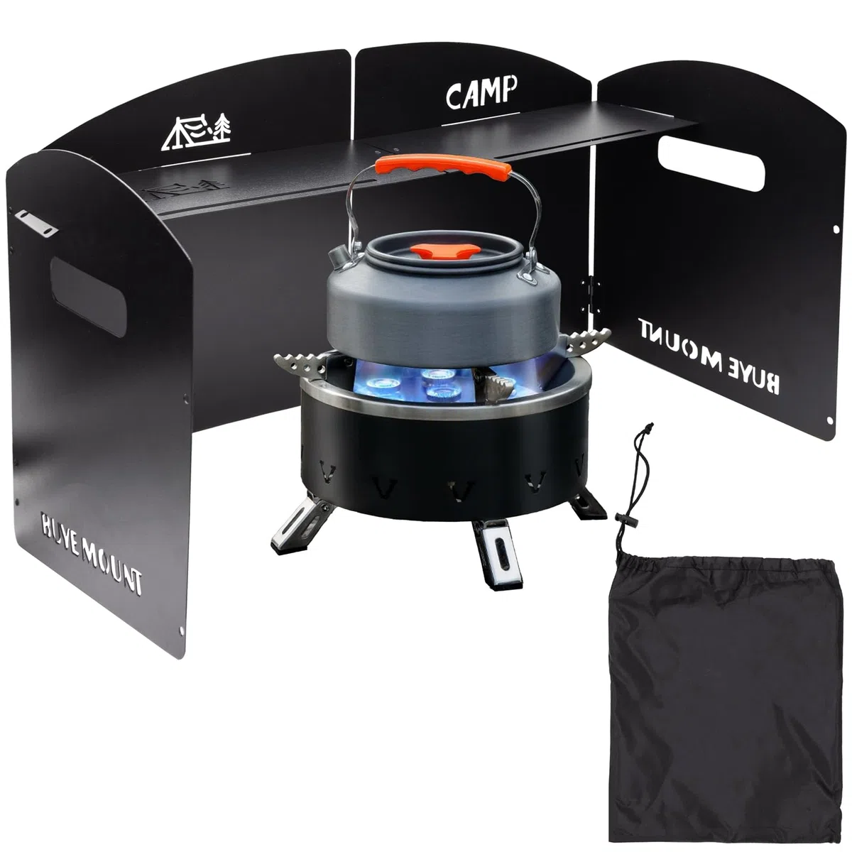 Pare Vent Pliable Réchaud, Pare-Vent Pliable, Pare-Brise Cuisine Extérieure, Pare-Brise Pliable en Acier, Pare-Vent de Camping, avec Compartiments, pour Camping, Barbecue,Pique-Nique(Ferreux)