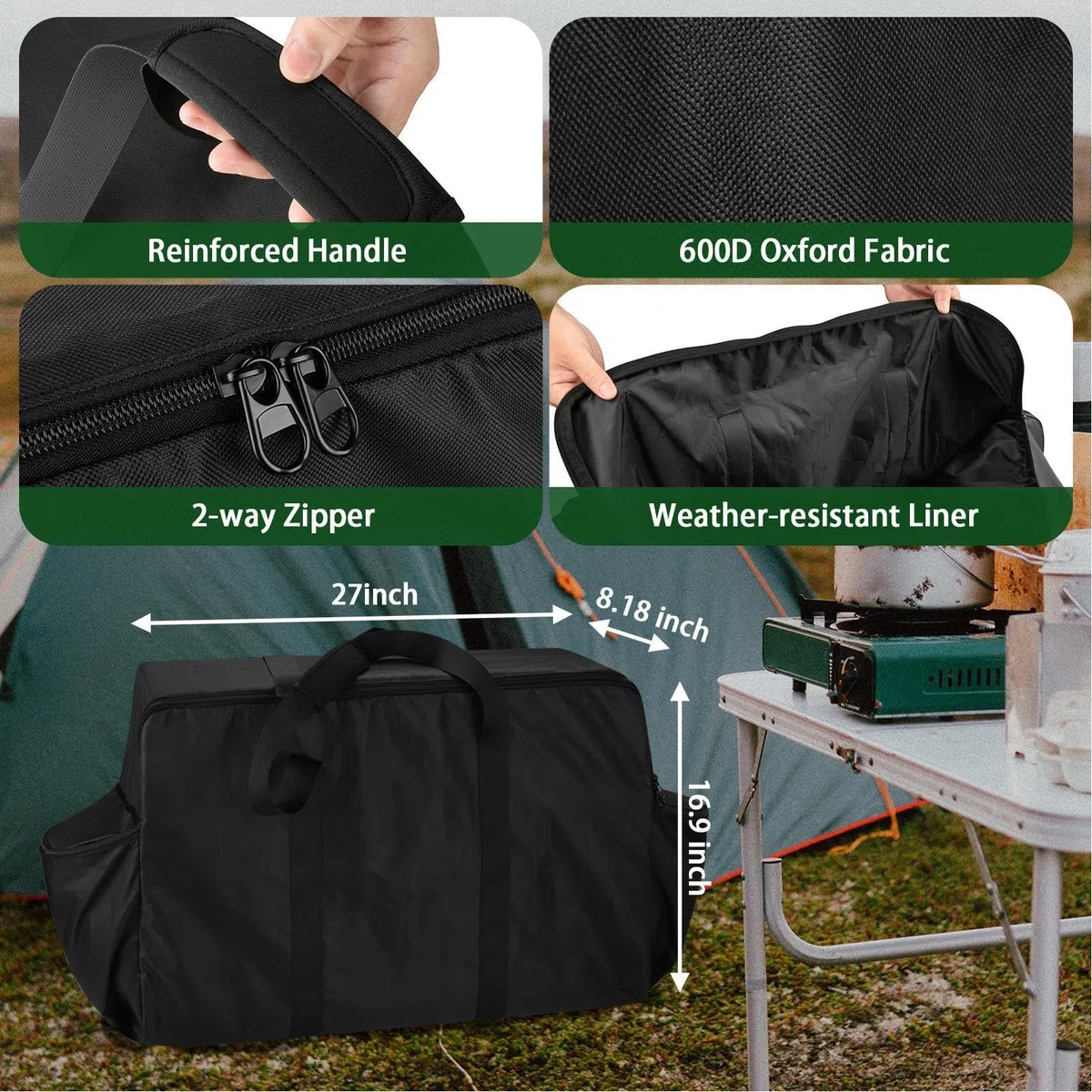 Sac de Rangement pour Outils de Barbecue – Sac de Rangement Portable de Protection pour réchaud de Barbecue | Accessoires de réservoir Pliables, Organisateur d'équipement d'extérieur, conteneur de
