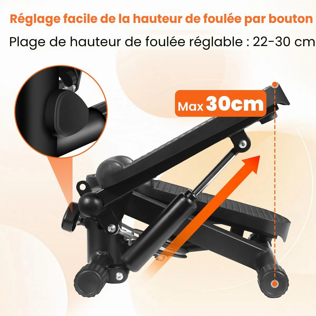 himaly Mini Stepper pour la Maison, Stepper Fitness pour Escaliers 100kg, Stair Stepper avec Bandes de Résistance, Appartement Stepper pour Les Jambes, Les Bras et Les Fessiers