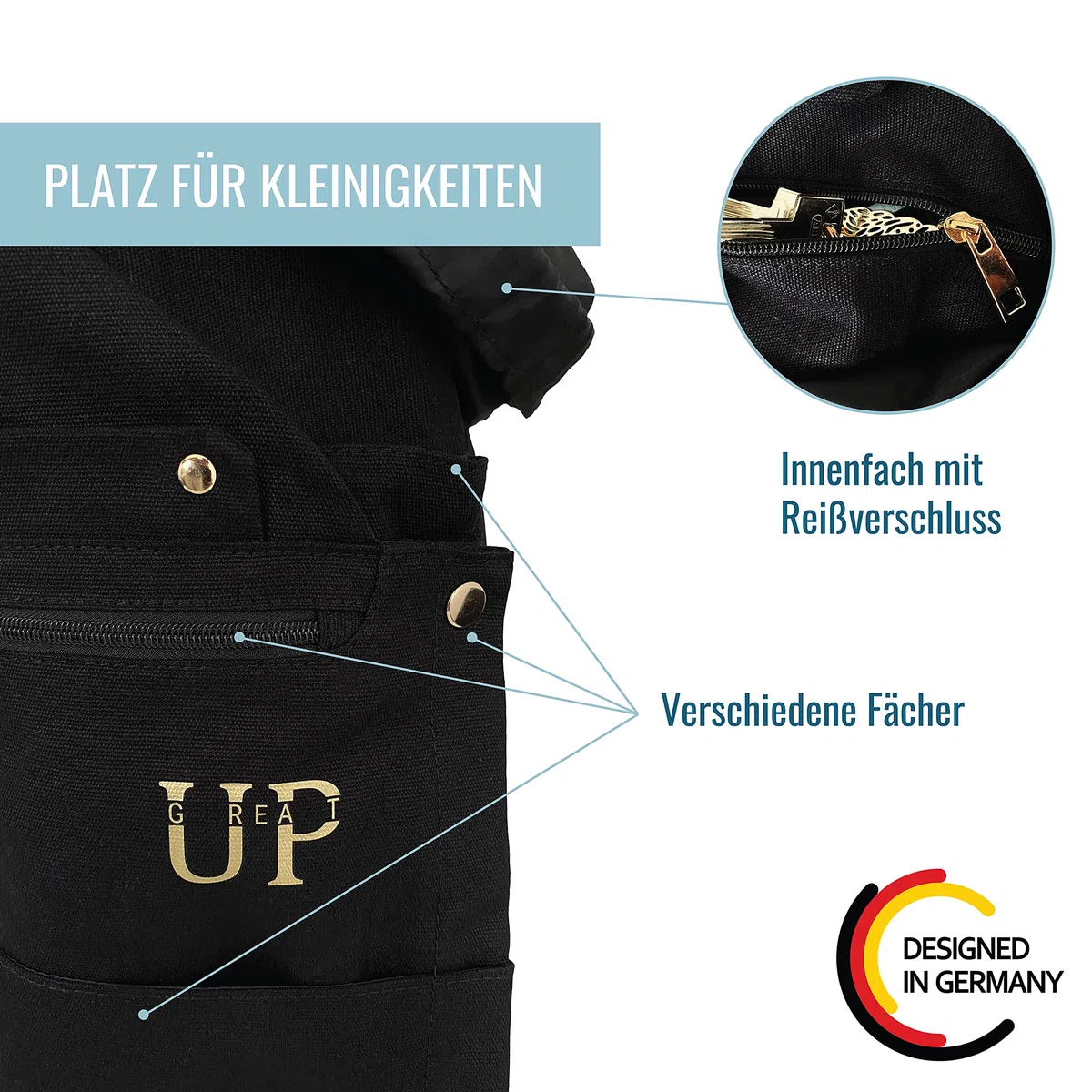 UP GREAT Sac à Dos XXL pour Tapis et Accessoires de Yoga en Toile de Coton - Cadeau d'Anniversaire