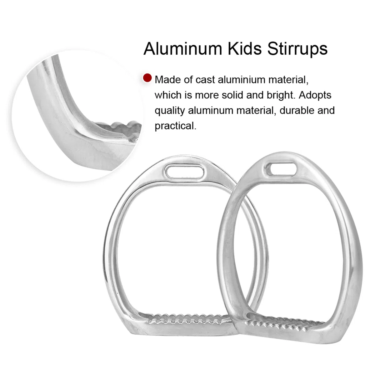 Étriers Enfants sécurité, étriers équitation légers en Aluminium Poli, moulé sous Pression pour Cavalier débutant, Accessoire Selle Cheval