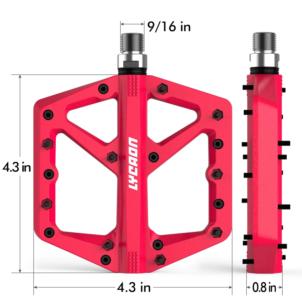 LYCAON Pédales de vélo - Pédales de vélo de Course/VTT - Antidérapantes - Broche CR-MO - Pédales Plates antidérapantes pour VTT 9/16"