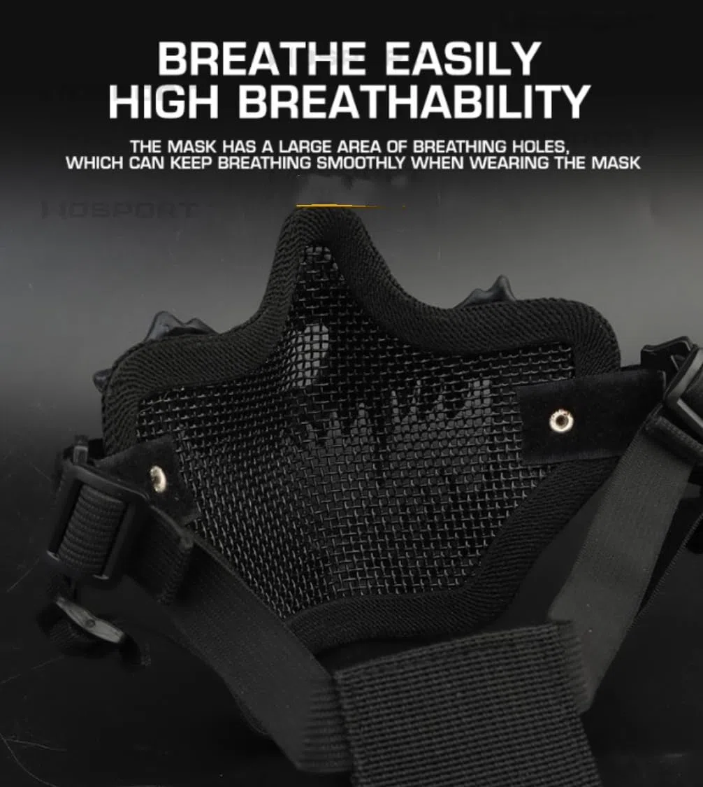 Peminkoo Masque Airsoft Cosplay Demi-Masque Polyvalent Sangle réglable Couvre-Chef Respirant Accessoires de Cosplay