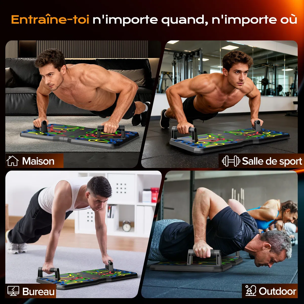 AERLANG planche a pompe,musculation sport maison musculation homme,push up board,extra grand 30-en-1,ensemble de planches push-up