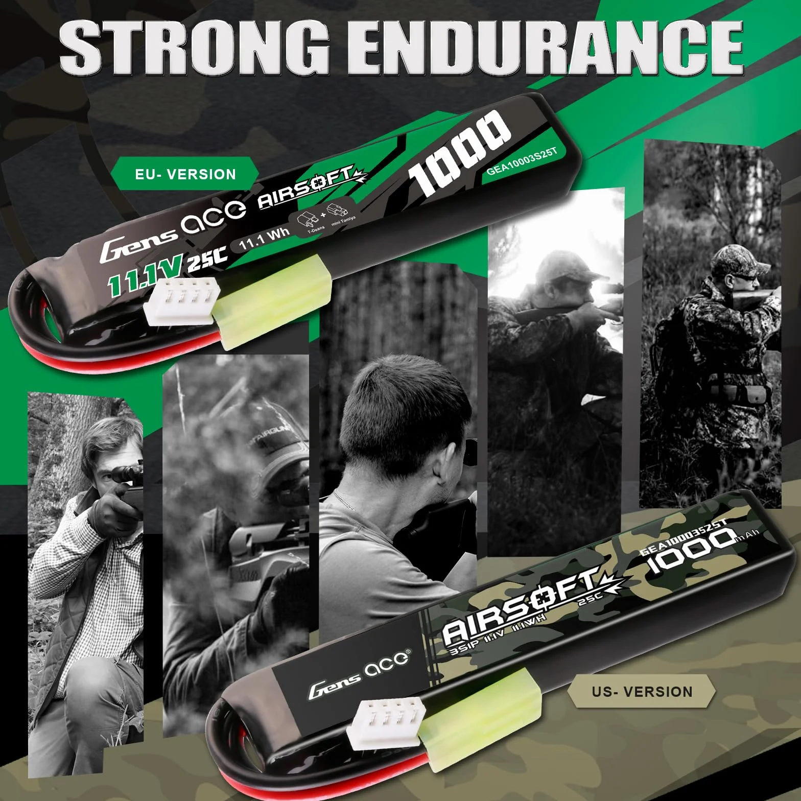 Gens ace 3S 25C 1000 mAh 11,1 V 3S1P Batterie Lipo Airsoft Rechargeable avec connecteur TMY pour Les Modèles Airsoft