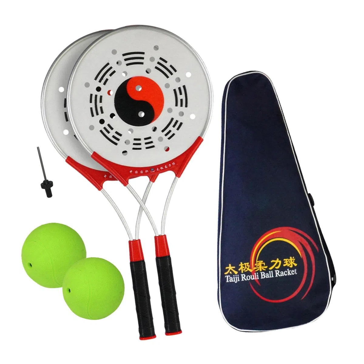 Perfeclan Tai Racket Ball Set Softball Fitness Taiji Rouli Ball Racket avec Sac de Rangement pour Personnes âgées Sports d'entraînement