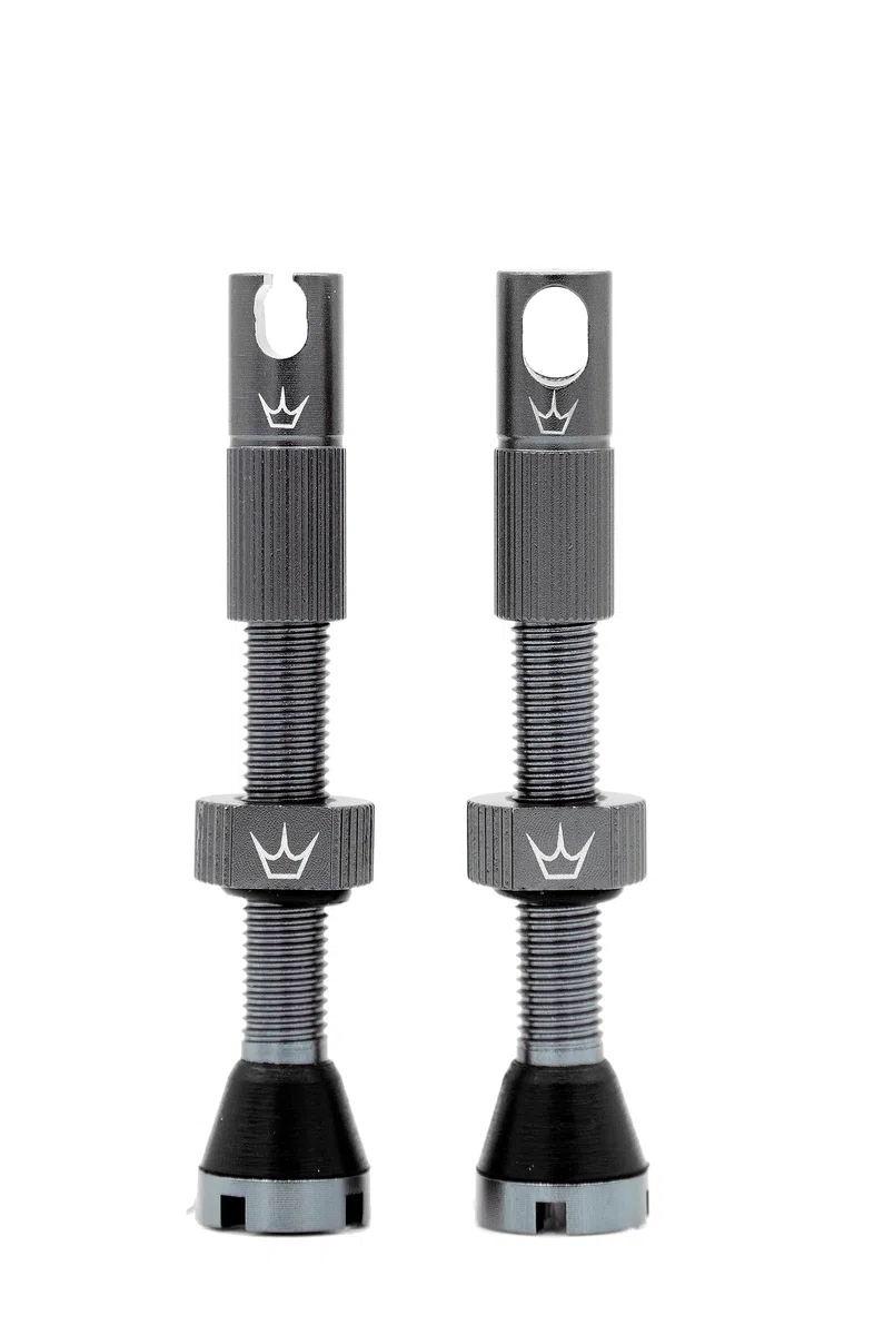 Peaty's x Chris King MK2 Valve Tubeless Presta - Clé à Rayons Intégrée, Bouchon de Retrait du Noyau de Valve, Aluminium 7075, Compatible avec Insert, Accessoire Velo pour Pneu de Vélo - Gris 42 mm