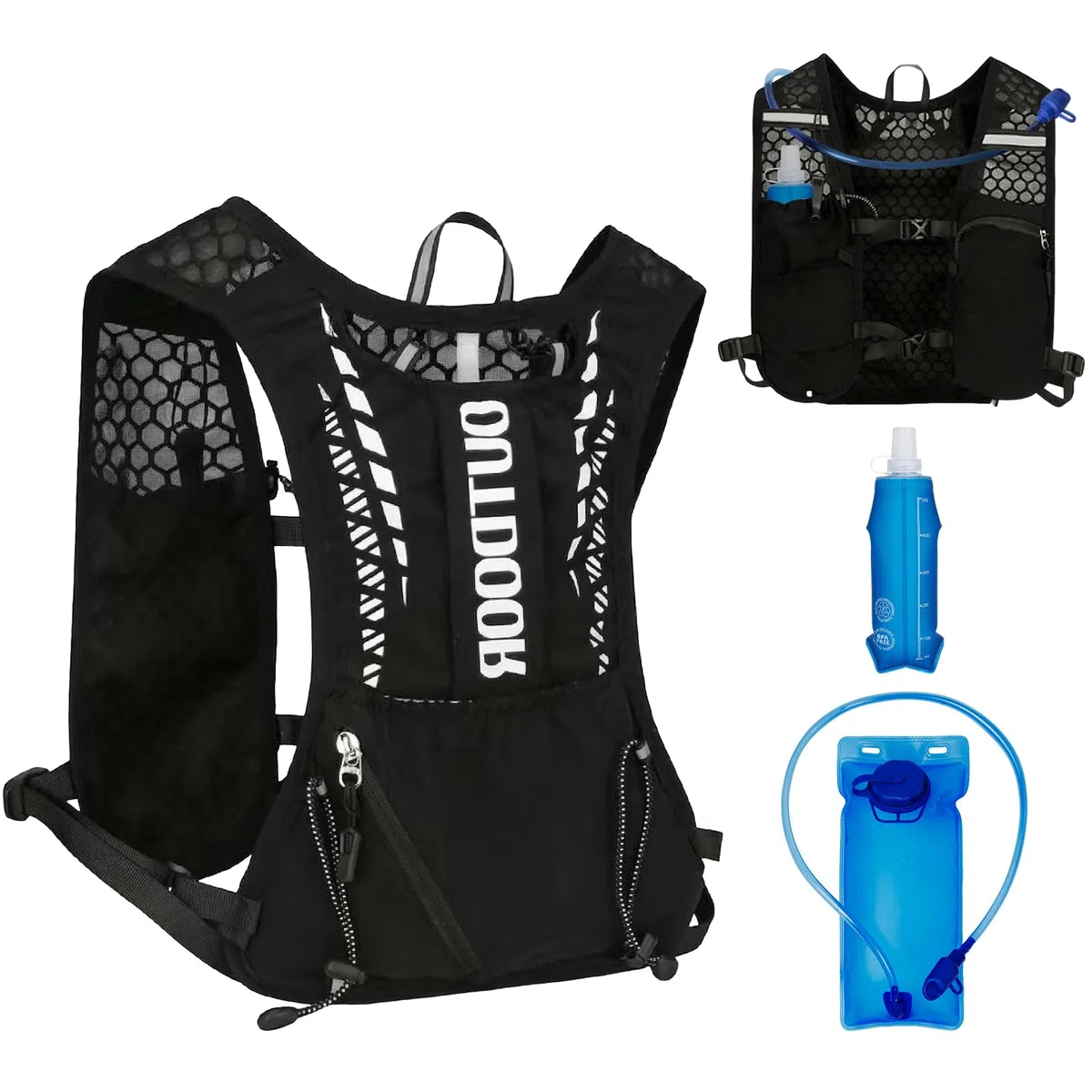 Sac Hydratation Running, Gilet Hydratation Running avec Vessie d'eau 2L et Flasque 500ml, Gilet Trail Homme e Femme pour Course à Pied Cyclisme Marathon