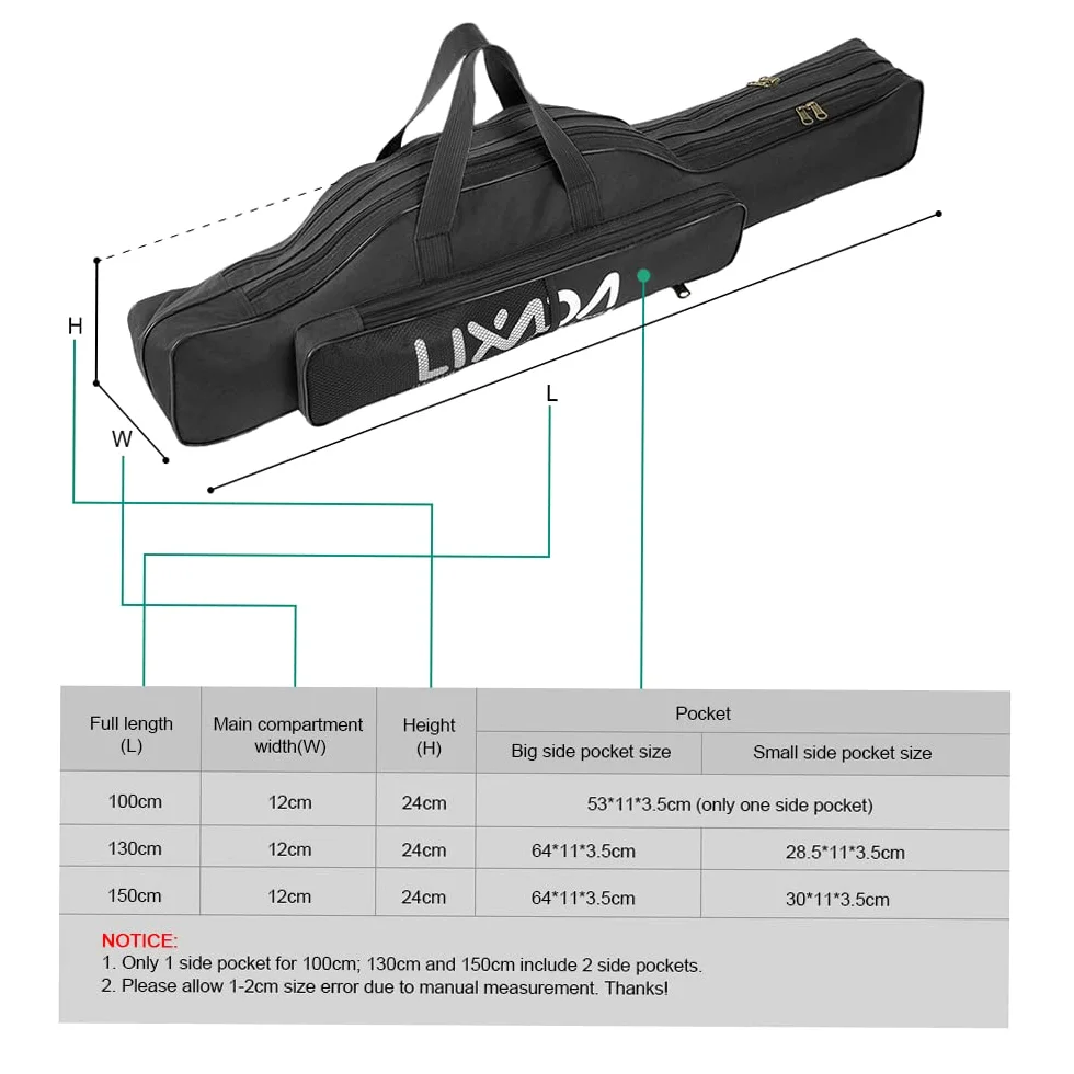 Porte-canne à pêche,HUIOP 100 cm/130 cm/150 cm sac de pêche portable pliable canne à pêche moulinet canne à pêche outil de transport sac de voyage sac porte-ogg