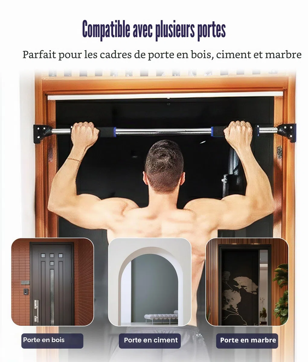 ROMIX Barre de Tractions Porte, Réglable de 72-97 cm Barre de Traction Sans Fixation, Multifonction Exercice Équipement avec Poignée Sécurisée, Pull Up Bar Antidérapante et Chargeable Jusqu'à 200 kg