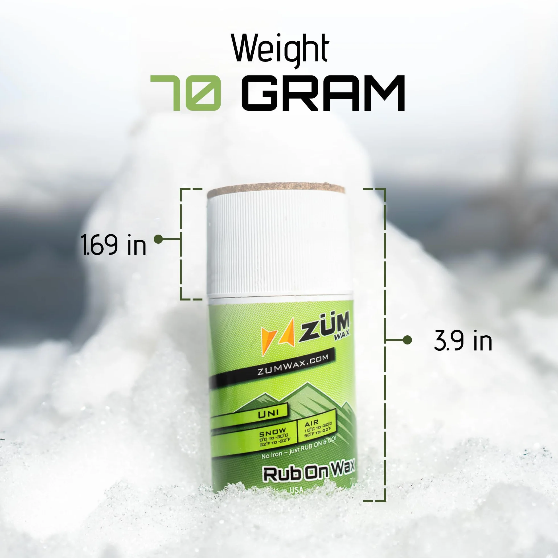 ZUMWax RUB ON Wax Ski/Snowboard – All Temperature Universal – 70 g – Incredibly Fast in All Temperatures !!! by