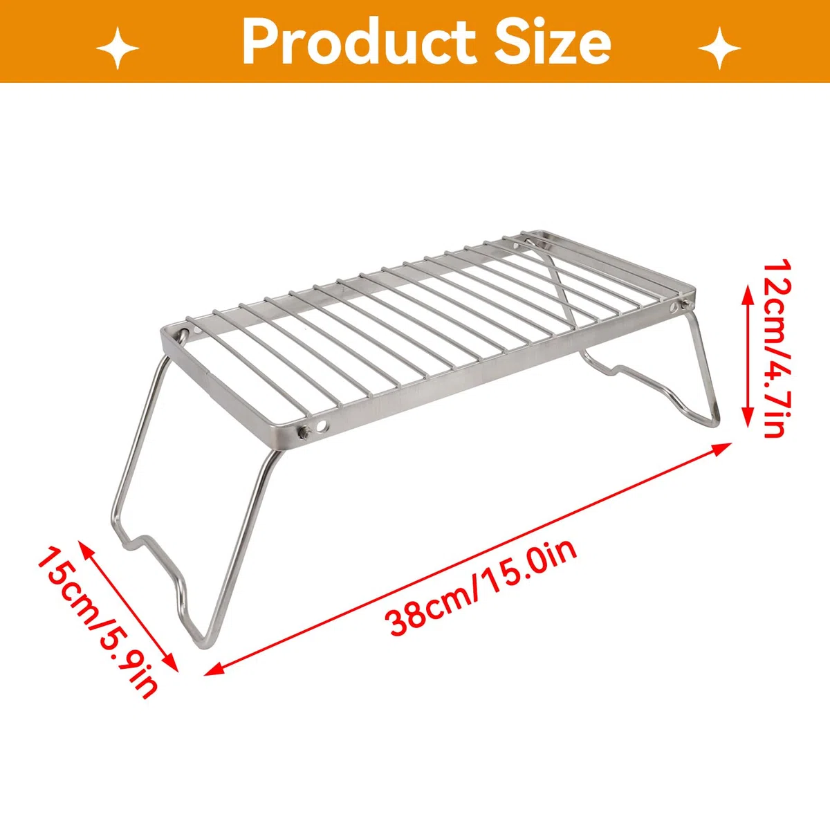 HERCHR Grand Gril De Feu De Camp Pliant, Grille BBQ Transportable,Grille en Acier Inoxydable, Gril De Camping Portable Robuste en Acier sur Feu De Camp pour la Cuisine De Camping en Plein Air