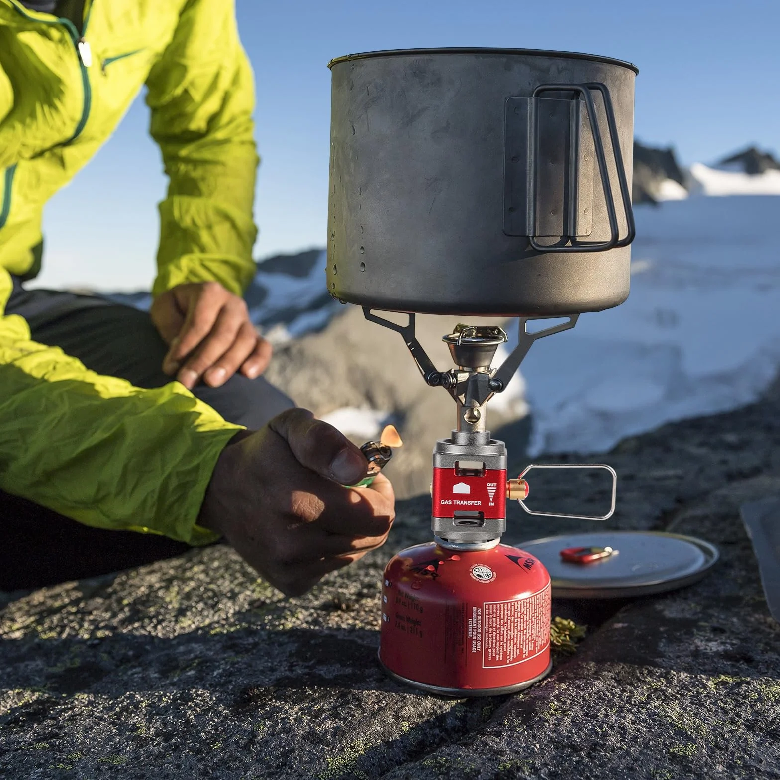 LALAGO Recharge pour Cartouche de Gaz Adaptateur-815, Valve de Gonflage à Pression de Gaz Portable avec Dac de Transport, Dispositif de Transfert Carburant pour Bouteilles avec Fenêtres Transparentes