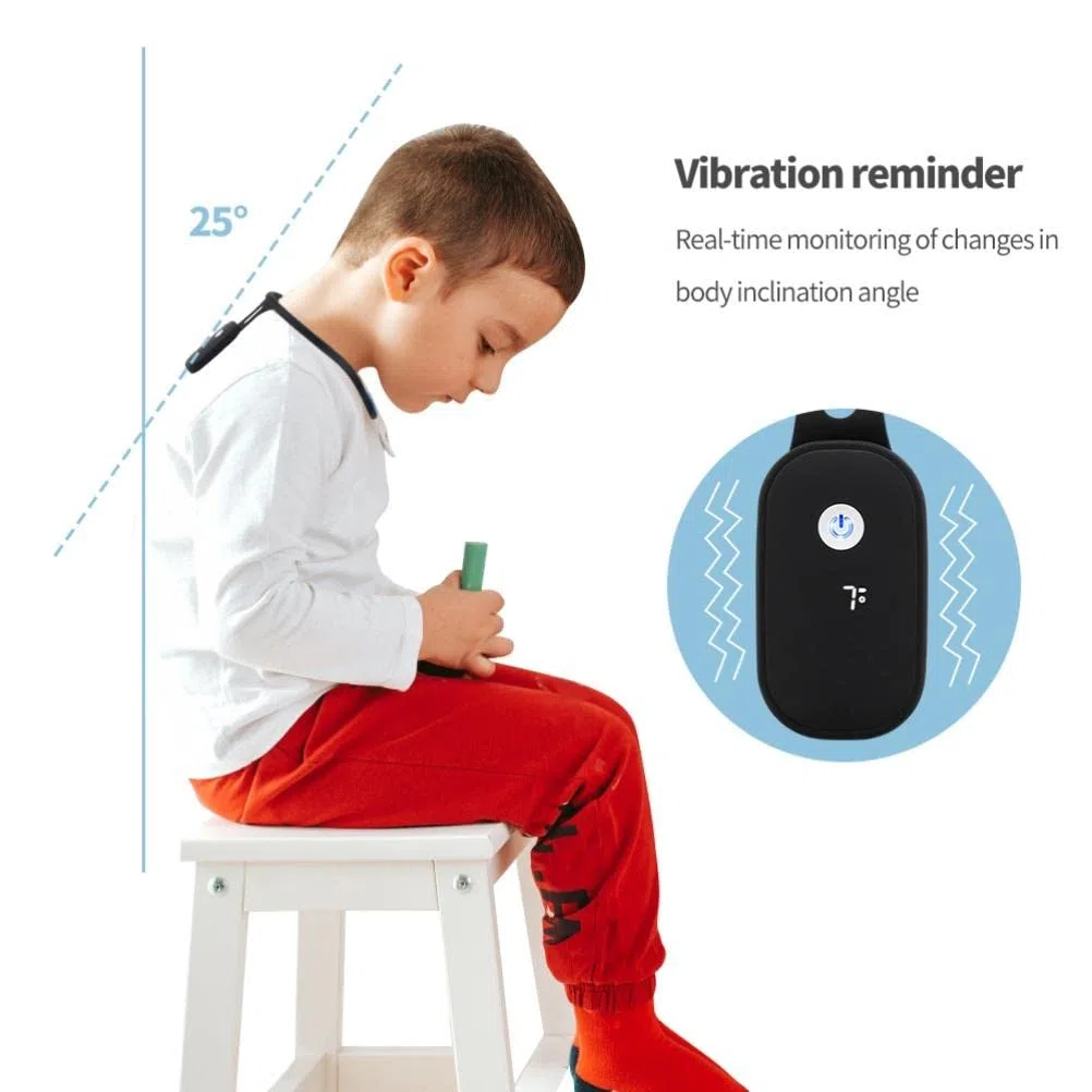Chrees Correcteur de Posture en Silicone, Correcteur de Posture Intelligent, Entraîneur de Cou Suspendu, Rechargeable, Silicone, Attelle Dorsale, Alerte de Vibration pour