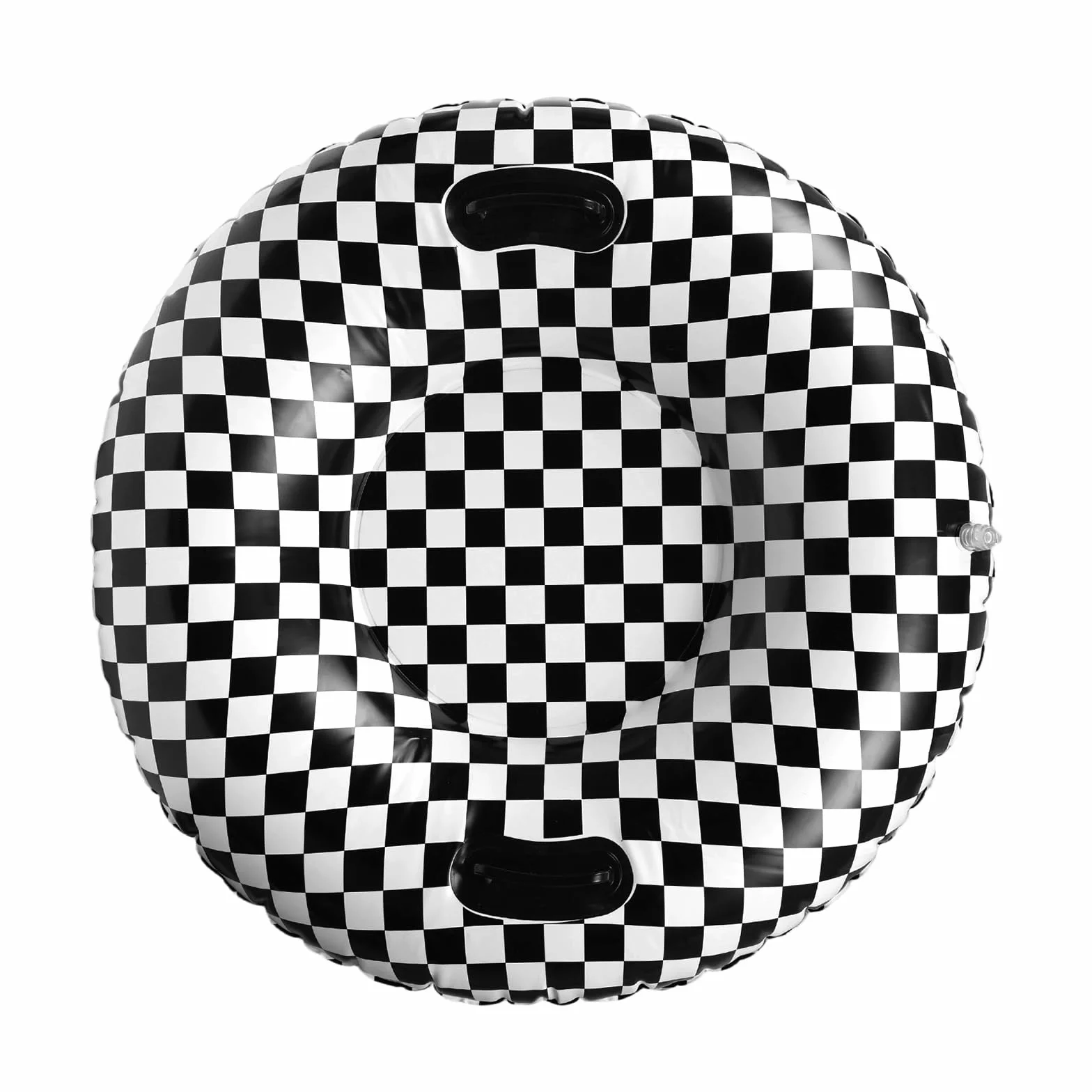 101cm Drapeau à Damier Noir et Blanc Tube à Neige pour Enfants et Adultes, en PVC Résistant au Froid Luge Gonflable Neige avec Poignées Surélevées Équipement de Luge d'hiver en Extérieur