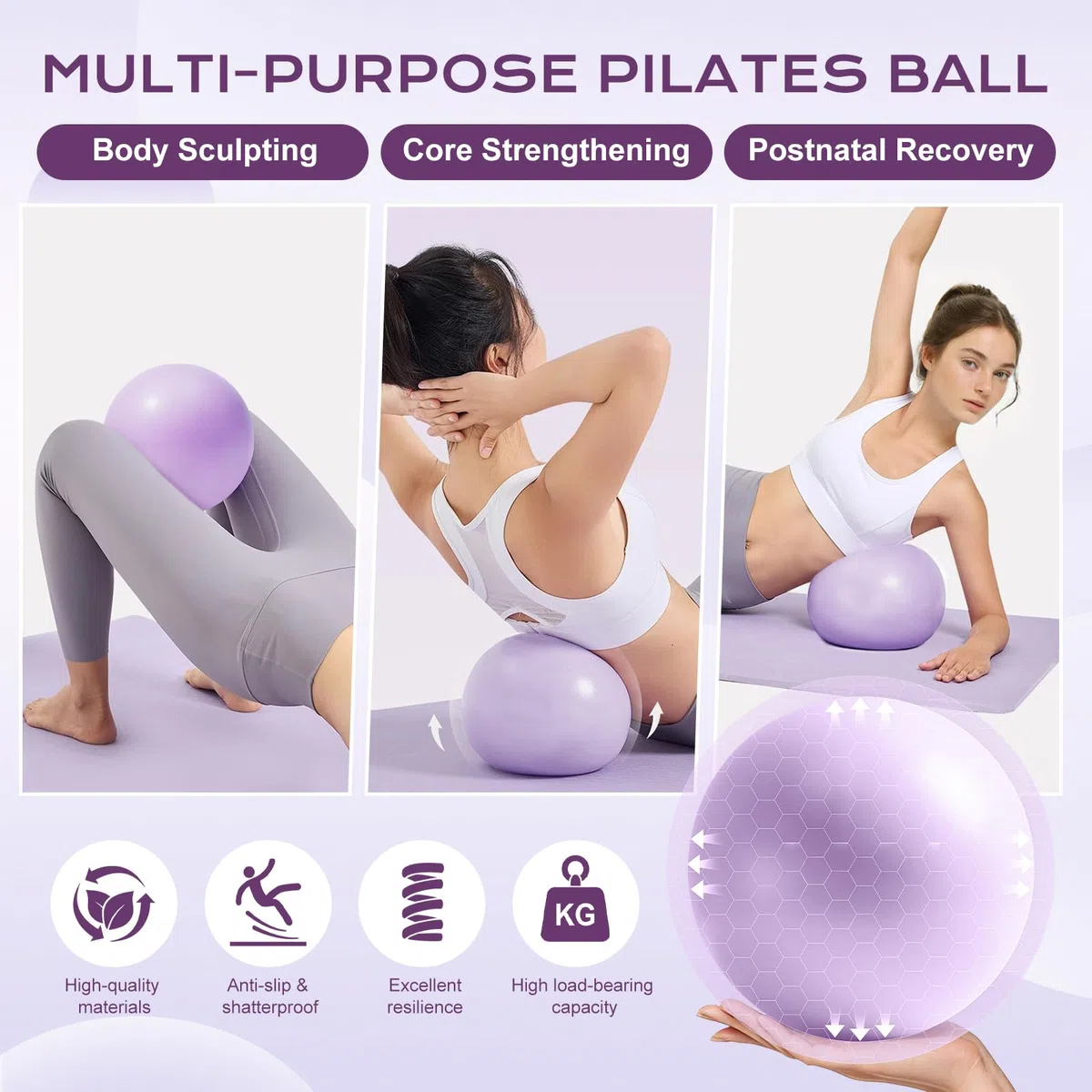 flintronic Kit Pilates, Ensemble D'anneaux de Pilate, Anneaux de Pilates, Balle de Yoga et Bandes de Résistance, Pilate-Accessoire Maison, pour Gym Maison, Musculation