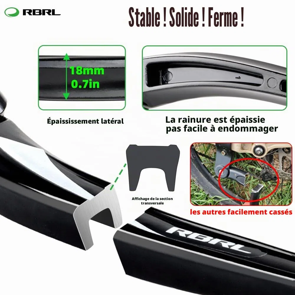 RBRL Support vélo en alliage d'aluminium, support latéral universel pour vélo de 26 à 29 pouces, support vélo stable pour VTT/vélo de course/VTT, réglable en hauteur avec base en caoutchouc