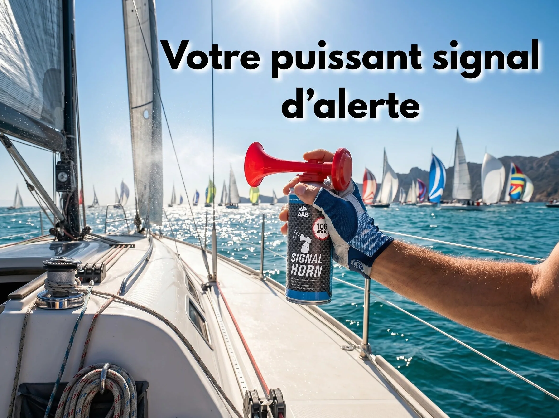 AABCOOLING Corne de Brume 106 dB(A) - Klaxon à air comprimé puissant jusqu'à 120 bips, avec gaz ininflammable, idéal pour le sport, les supporters et la navigation