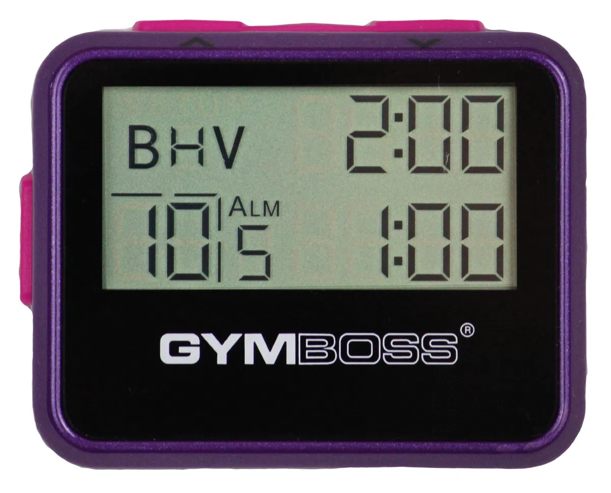 Gymboss Minuteur d’intervalle et chronomètre – Coque Brillant Violet/Rose