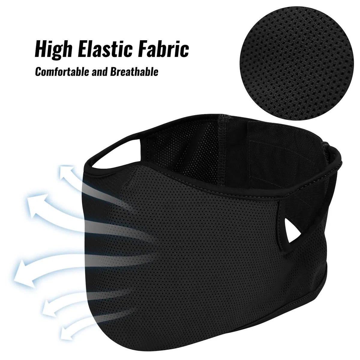 Qavctw Masque de tir Tactique Pliable Airsoft en Silicone Respirant Oreilles Libres Demi-Visage Masque Militaire en Maille pour tir, équitation, Escalade, Paintball, Chasse (M-Noir)