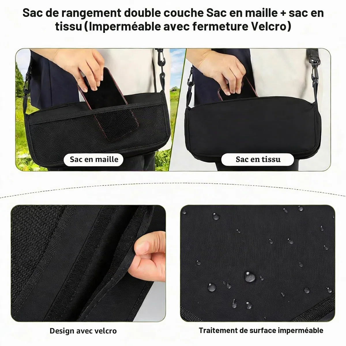 Tabouret Pliable Sac à Dos, Grand Noir - Siège Pliable Portable avec Sangle, 120kg Charge Max pour Camping, Randonnée, Pêche, Jardin, Voyage