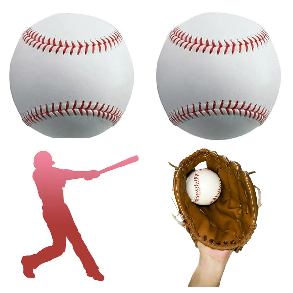 Lot de 2 balles de baseball standard de 22,9 cm, une balle de base souple et une balle dure d'entraînement en cuir caoutchouc pour sports de plein air, école, entraînement pour jeunes et adultes