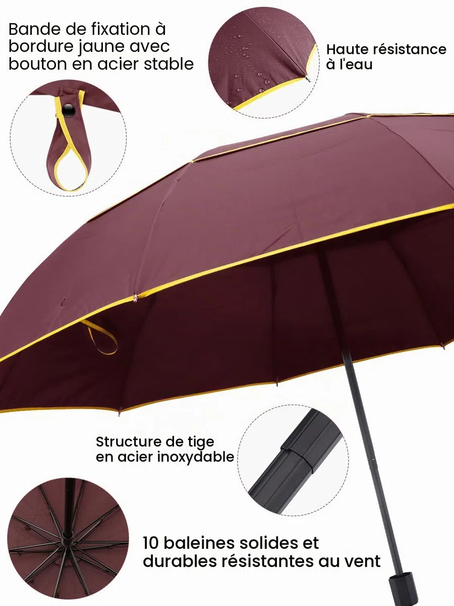 Kalolary Extra Large Parapluie de Golf Parapluie Pliant Imperméable Compact Oversize, Double Auvent Ventilé Imperméable Bâton Parapluies de Voyage pour Femmes et Hommes Usage Domestique