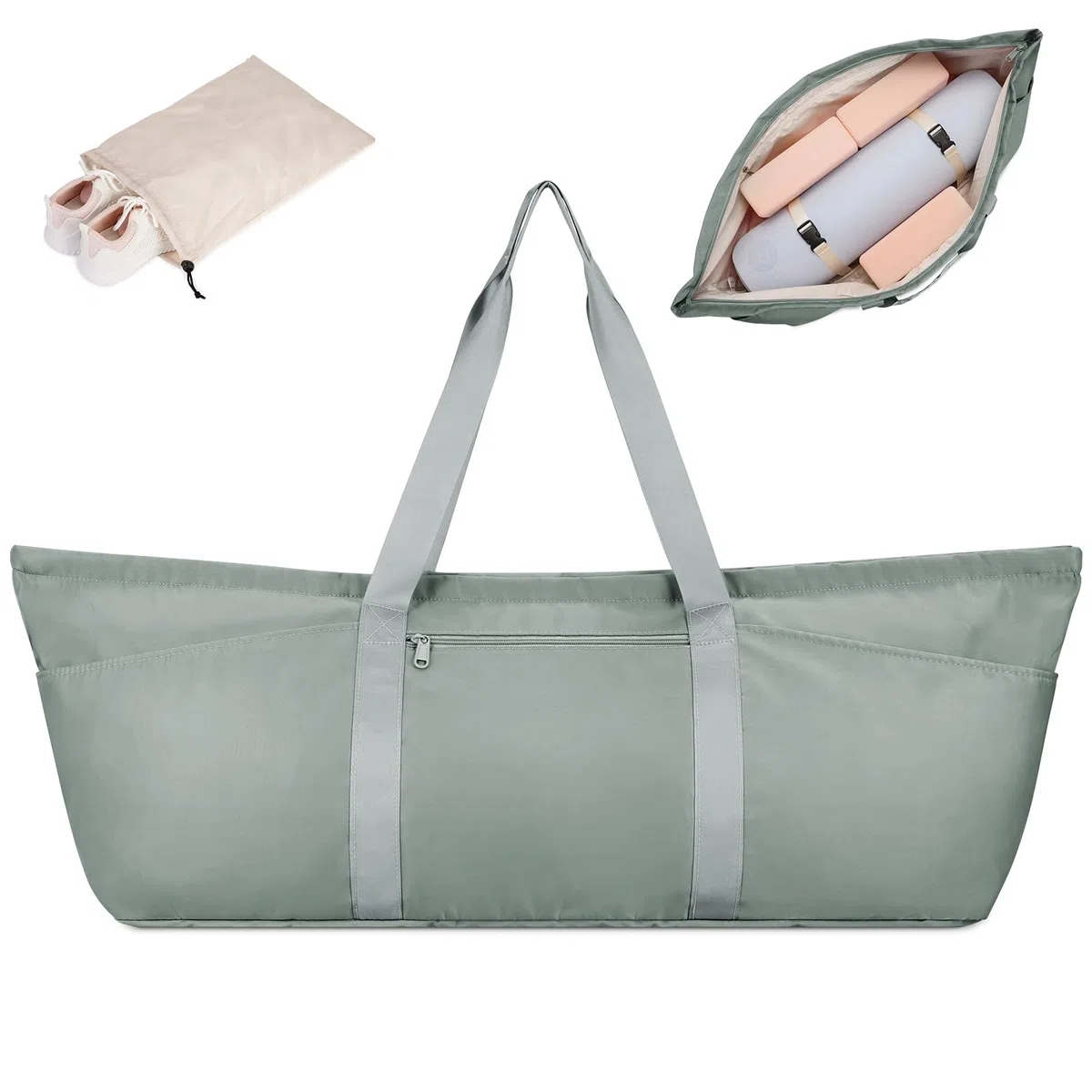Sac de Yoga Grande Capacité avec Porte-Tapis, Compartiment Chaussures et Humide, Sac de Sport pour Gym et Pilates