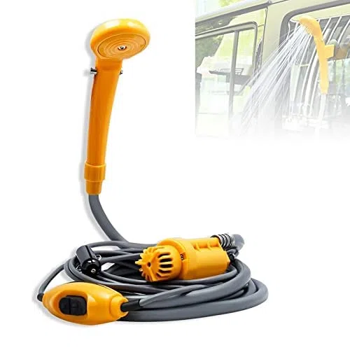 LARS360 Kit de douche de camping – Utilisation extérieure et intérieure – Douche de camping – Tuyau de douche de 2 m avec pompe pour jardin