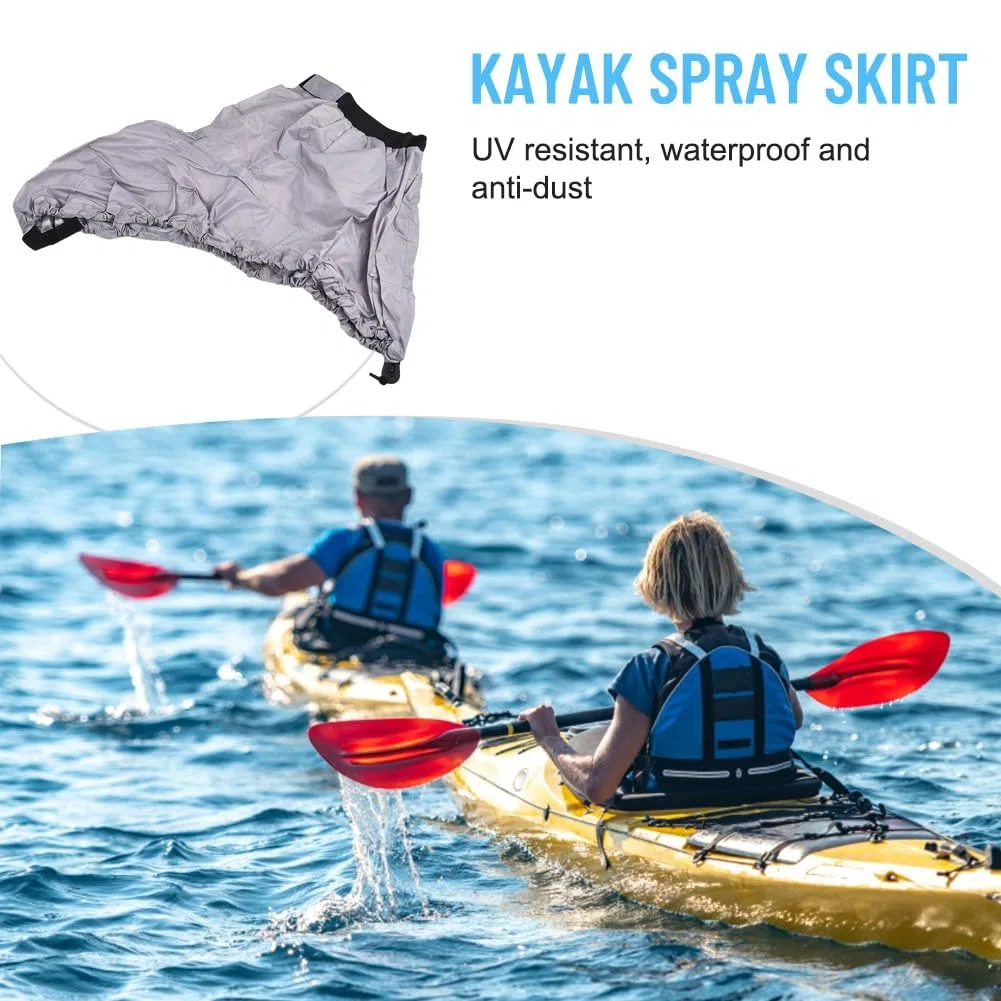 Jupe de pulvérisation pour kayak, housse de pont de cockpit de kayak avec sangle élastique à dégagement rapide et couture taraudée, housse de jupe de pont imperméable à l'eau, sports nautiques en