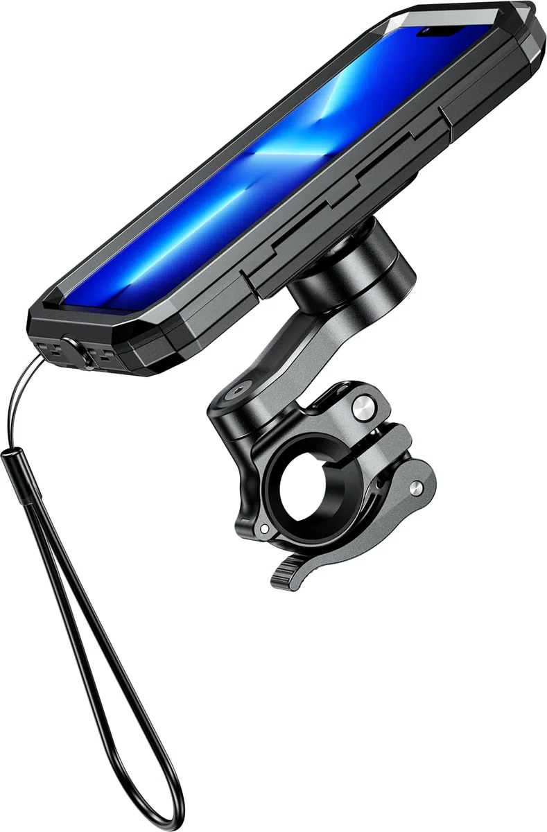 Waterflex – MyAquaFit – Support Smartphone Étanche IP66 - WX-MAFT-SPPOX6 – Fixation Guidon Universelle 22–32 mm – Rotation 360° – Aquabike & Aquafitness