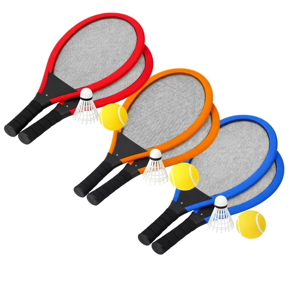 Set de Tennis Géant XL – 2 Raquettes 55 cm, Volant et Balle Souple, Couleurs Aléatoires, Jeu d'Extérieur pour Enfants et Famille