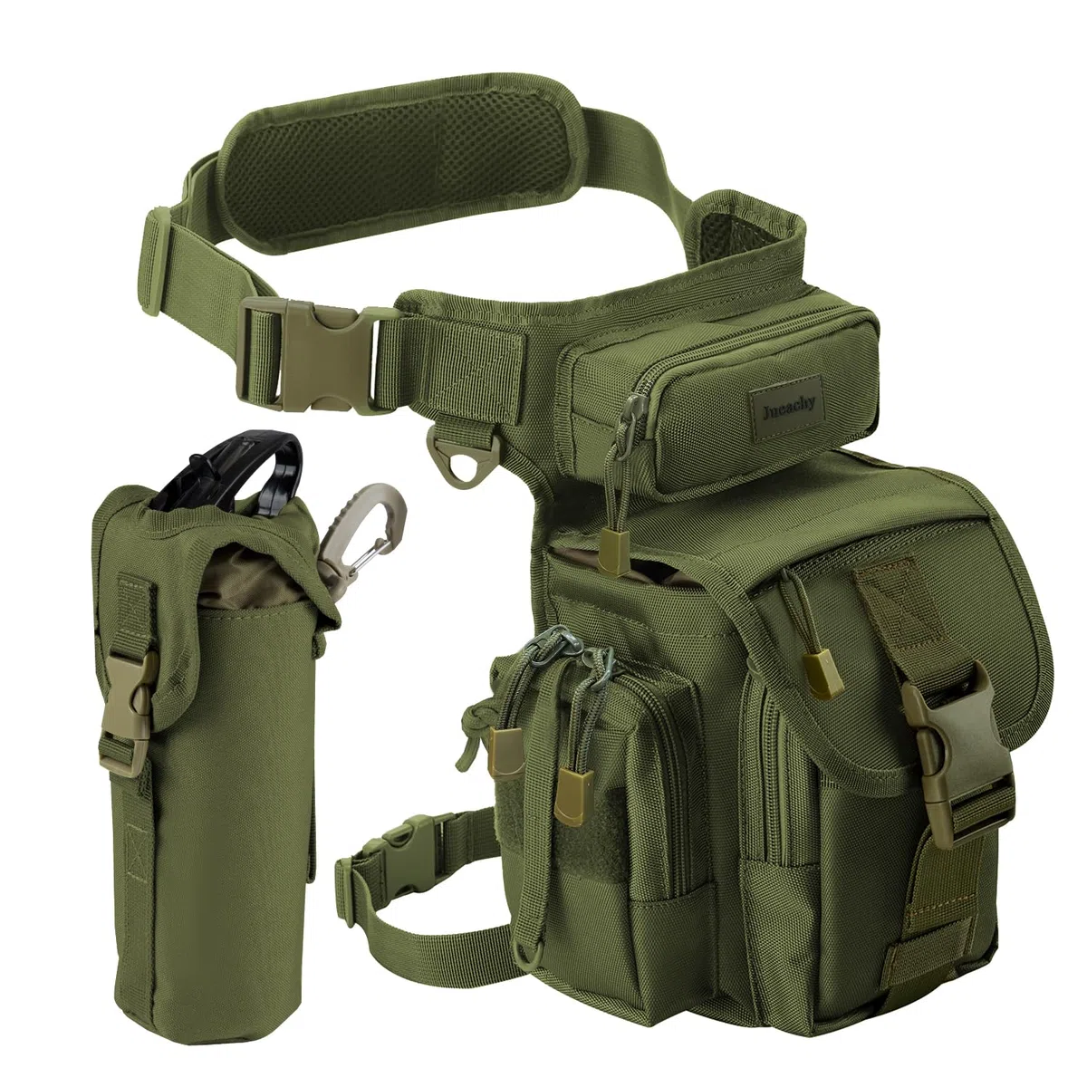 Jueachy Sac de Jambe Polyvalente - Sacoche de Cuisse Pêche Banane Molle Tactique Militaire, Sac Banane Multifonctionnel Imperméable pour Extérieur Moto Voyage Chasse Randonnée Escalade - Sac à Outils