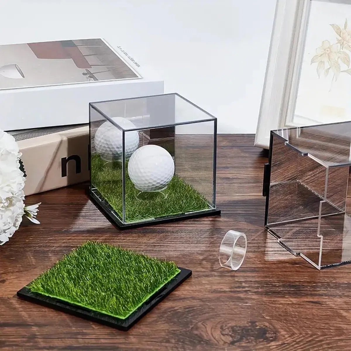 Présentoir Transparent pour Balle De Golf, Étui Transparent pour Balle De Golf, 2 Présentoirs en Acrylique pour Balles De Golf Simples, Protection Contre La Poussière