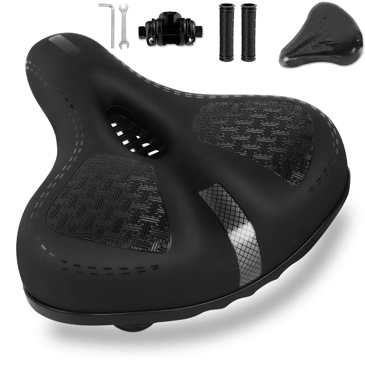 MLIAIMCE Selle de vélo surdimensionnée en mousse à mémoire de forme de rebond, confortable, imperméable, respirante, creuse, ergonomique, selle, vélo de route, VTT, selle pour homme, femme, enfant, 11