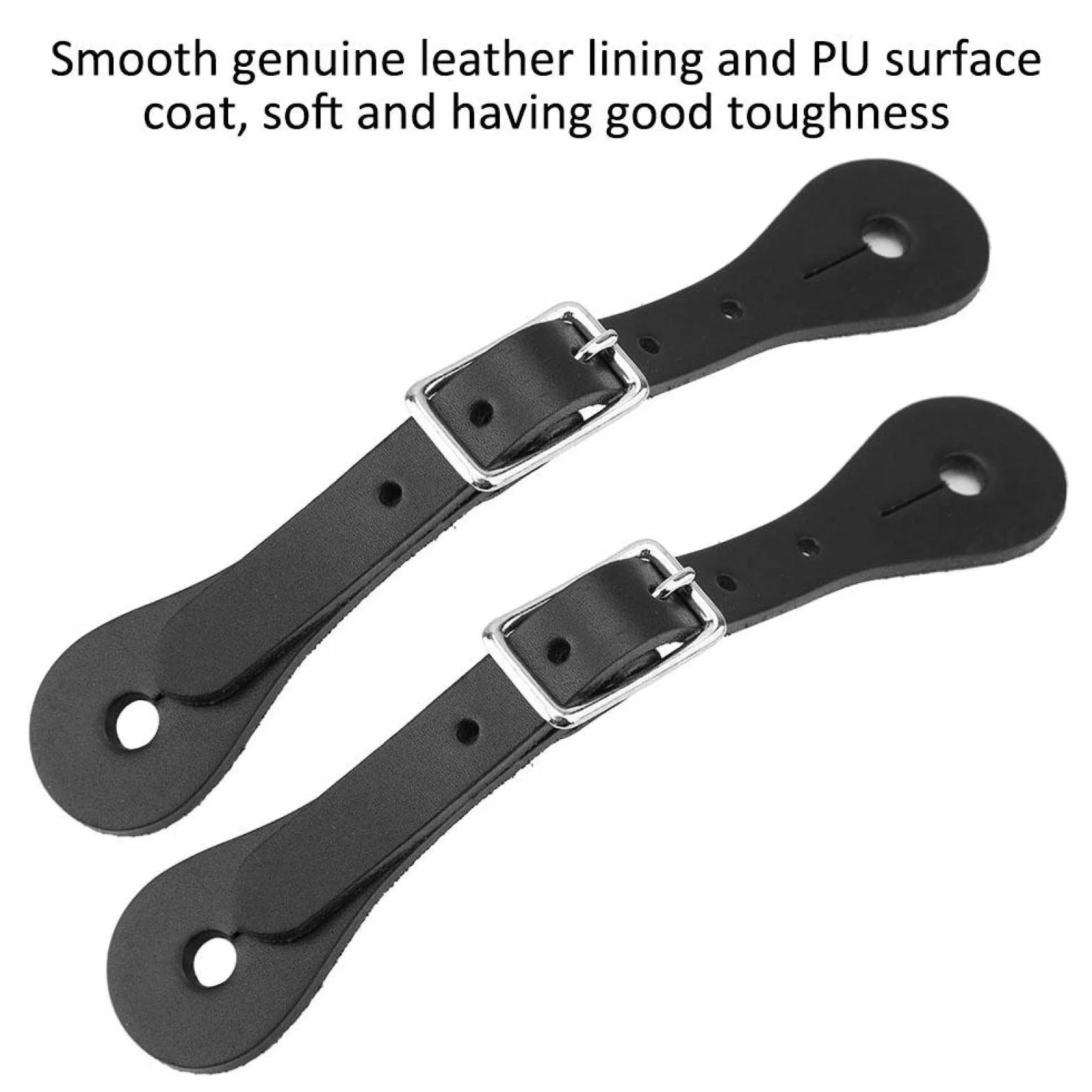 Wosune Sangle d'éperon de Cheval, Sangle de Cheval Accessoires d'équitation Leatherw 1 Paire pour Ceinture d'équitation pour Ceinture en Cuir Noir pour Accessoire de Cheval(Black)