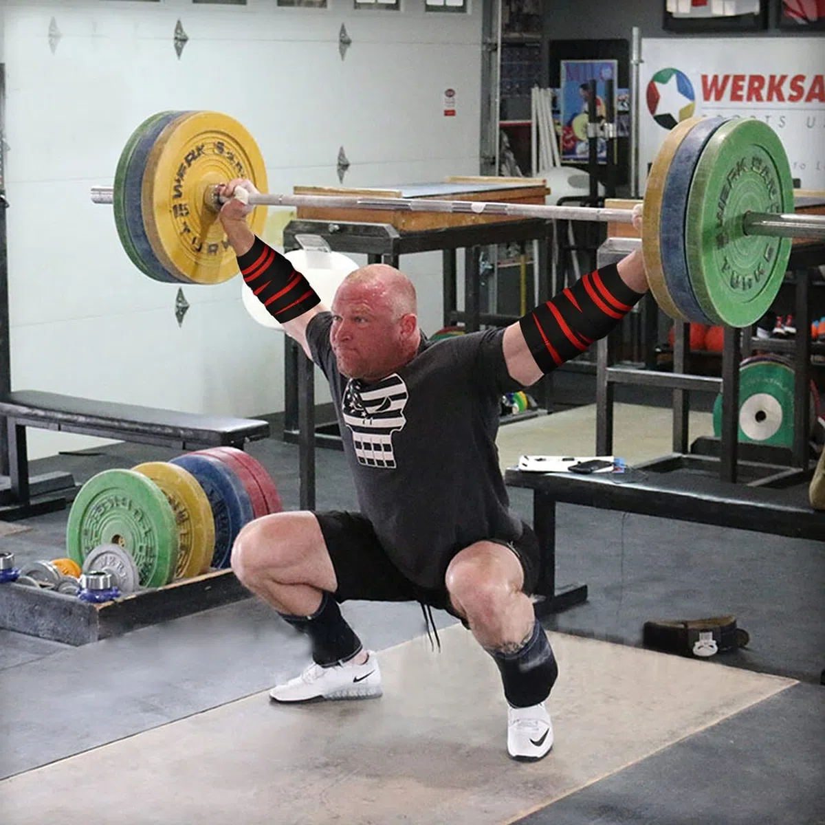 Paire de coudières pour haltérophilie et entraînement - Coudières résistantes pour entraînement - Protection de coude pour la gym, le bodybuilding, le cross training