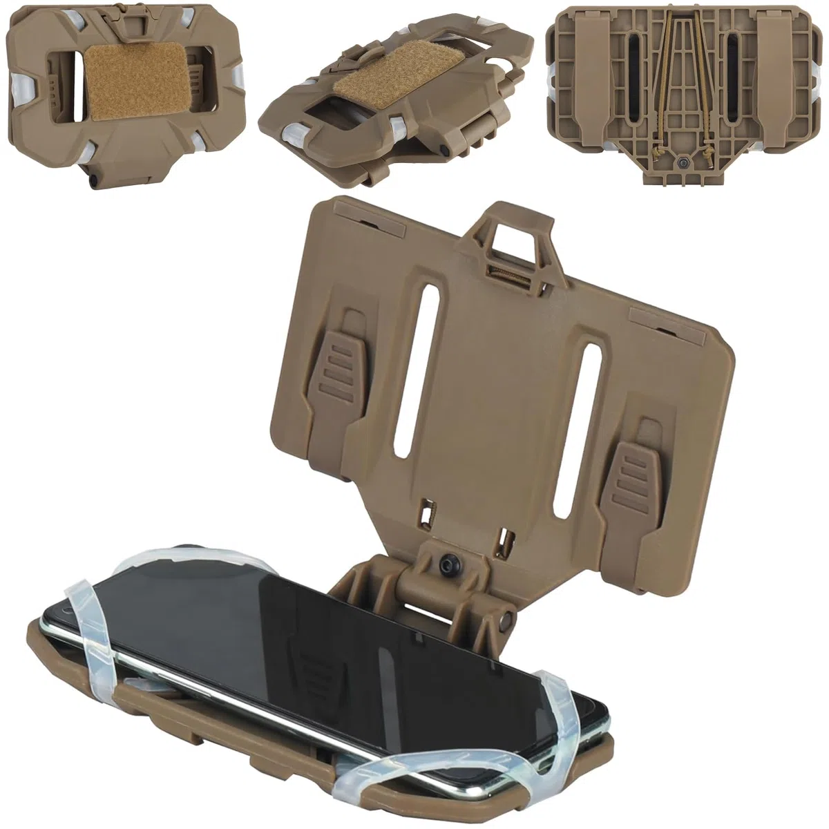 Porte-plaque de téléphone tactique, gilet universel Molle Porte-téléphone, Panneau de navigation de poitrine pliable à fermeture rapide Utilitaire pour taille d'écran 4,7"-6,7