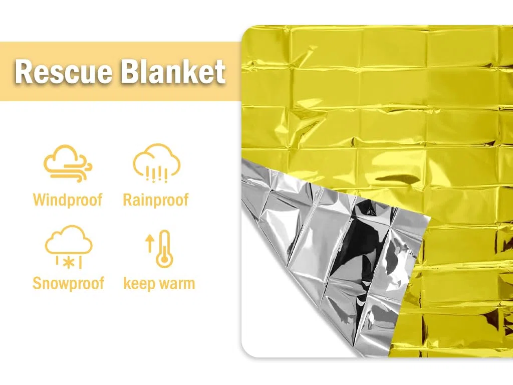 20 Pièces Couverture de Survie Thermique Or Argenté pour l'Extérieur, Camping, Randonnée et Premiers Soins