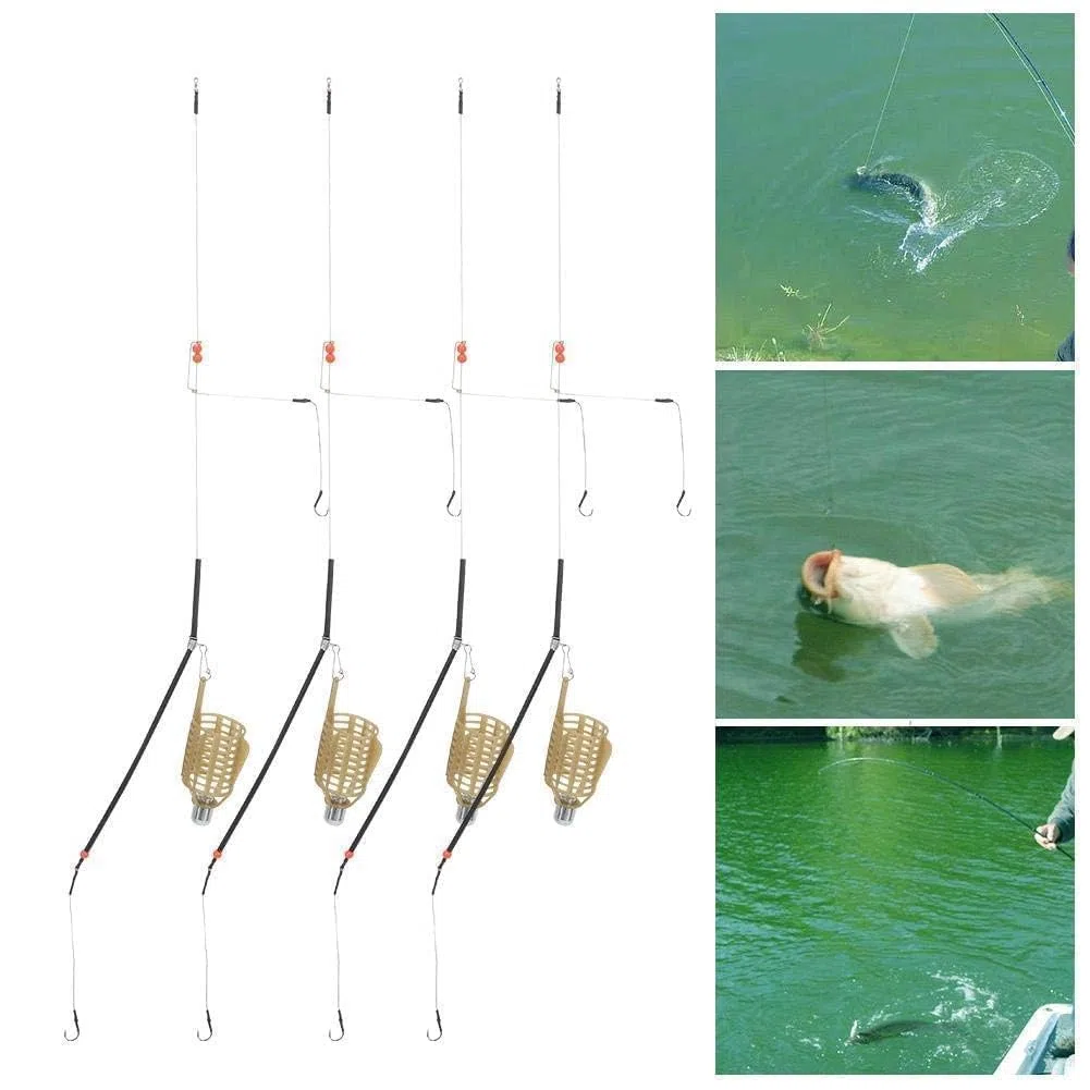 Cage à appâts de pêche Portable, 4 PCS Léger Portable Leurre de pêche Appât Piège Panier Feeder Fish Tackle Accessoires