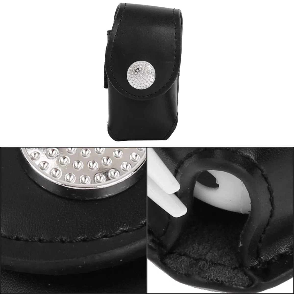 Alvinlite Pochette pour Balle de Golf Tee Holder Ceinture Sac de Taille en PU pour Accessoire de Sport de Golf Contient 2 balles 3 Tees de Golf et 1 Divot de Golf(Noir) Ceinture