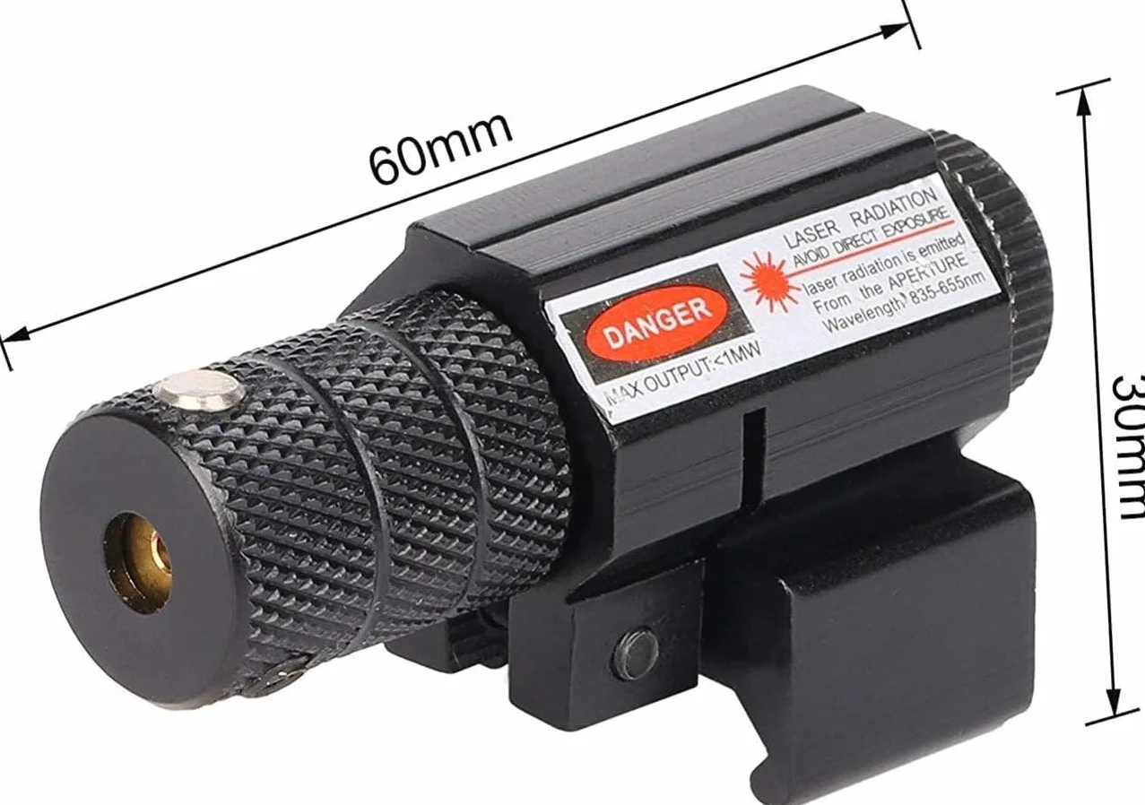 KinZon Mire Viseur Laser Rouge Tactique avec Montage sur Rail Picatinny 20mm, pour Fusil de Chasse, Carabine, Pistolet et Arme de Poing, Airsoft. 2 Designs au Choix